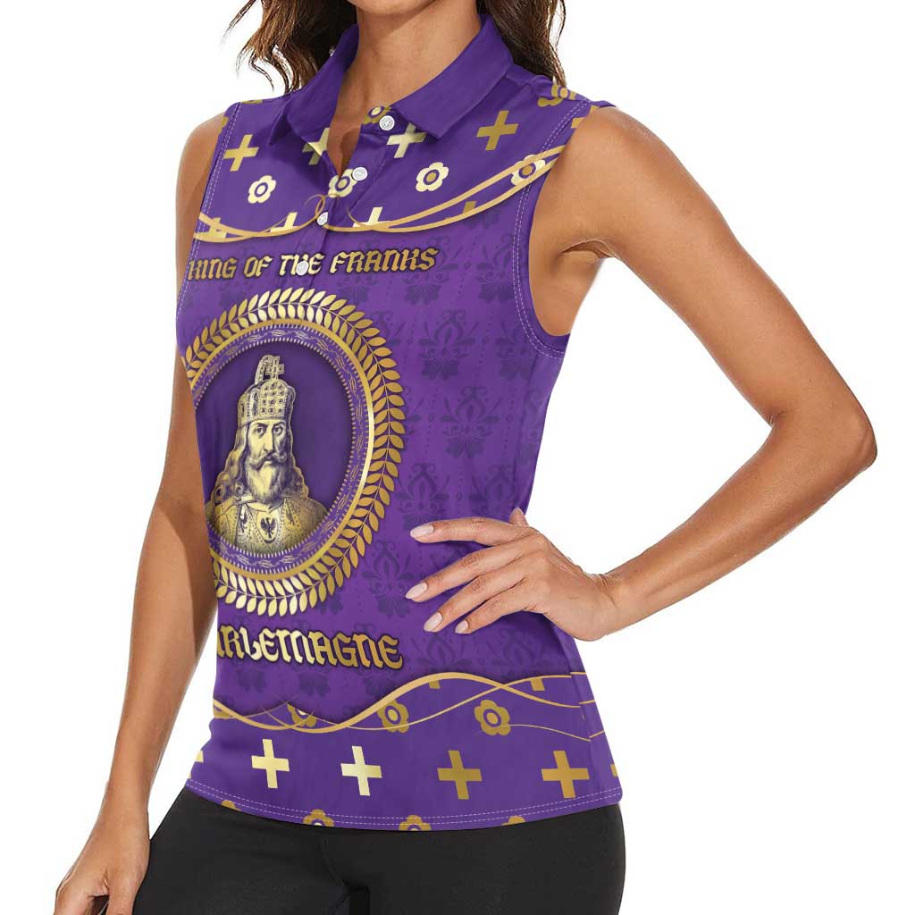 Carolingian Empire Women Sleeveless Polo Shirt Charlemagne King Of The Franks - Wonder Print Shop