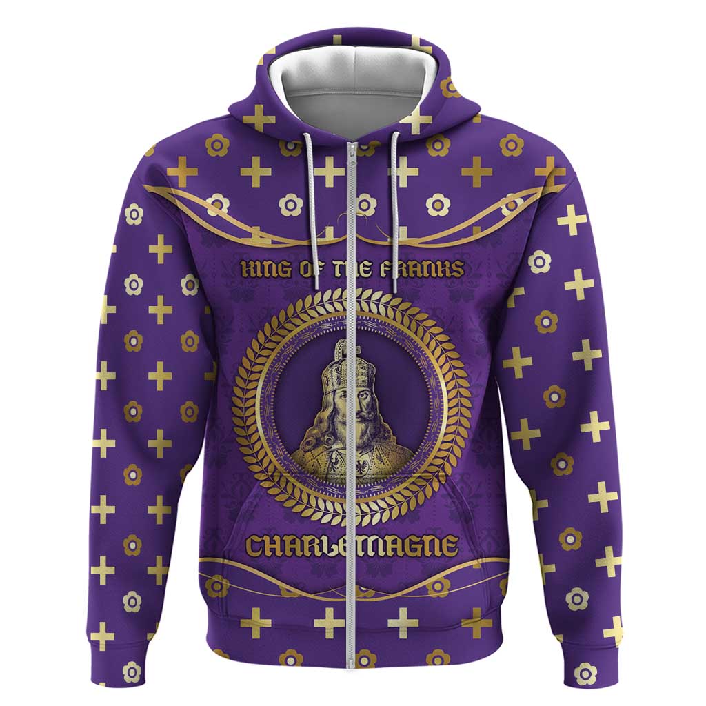 Carolingian Empire Zip Hoodie Charlemagne King Of The Franks - Wonder Print Shop