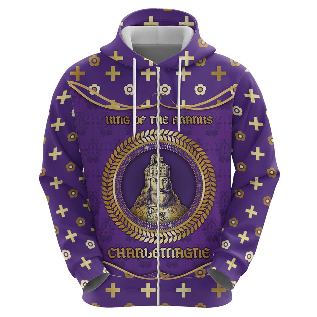 Carolingian Empire Zip Hoodie Charlemagne King Of The Franks - Wonder Print Shop