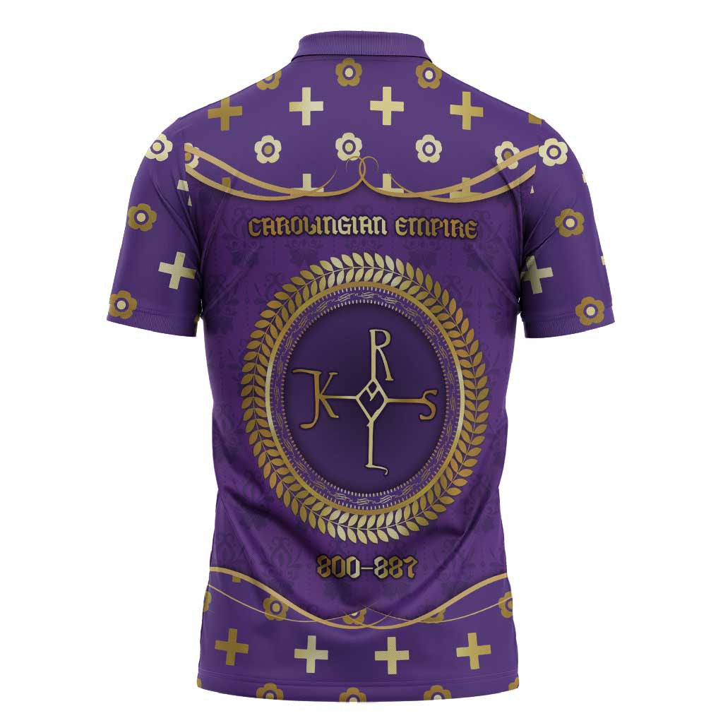Carolingian Empire Zipper Polo Shirt Charlemagne King Of The Franks - Wonder Print Shop