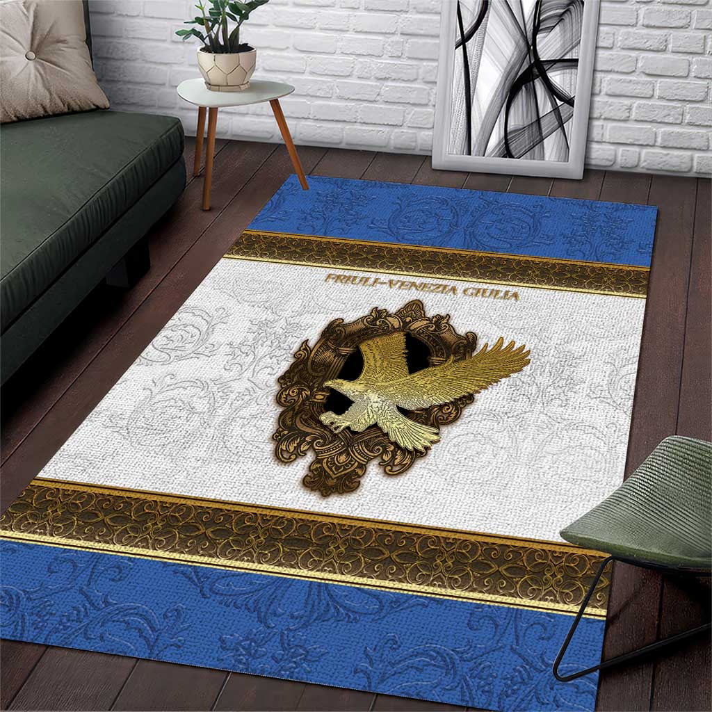 Italy Friuli-Venezia Giulia Area Rug Golden Eagle With Baroque Patterns