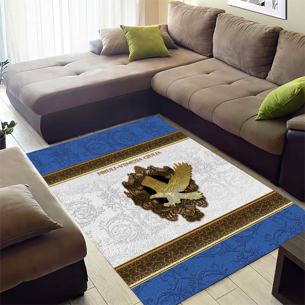 Italy Friuli-Venezia Giulia Area Rug Golden Eagle With Baroque Patterns