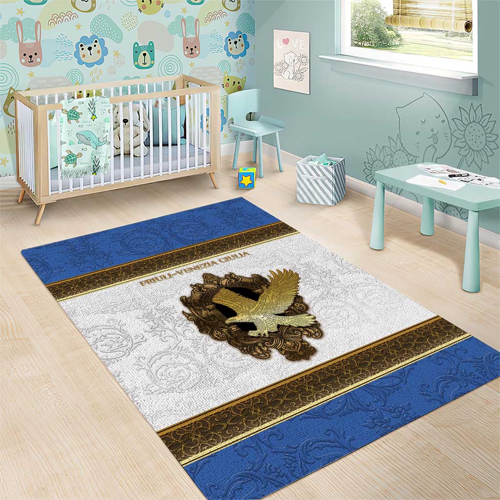 Italy Friuli-Venezia Giulia Area Rug Golden Eagle With Baroque Patterns