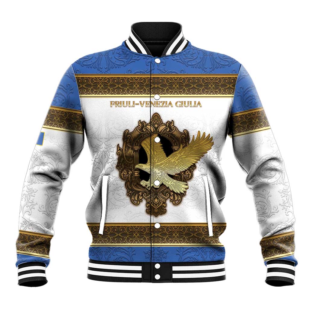 Personalized Italy Friuli-Venezia Giulia Baseball Jacket Golden Eagle With Baroque Patterns