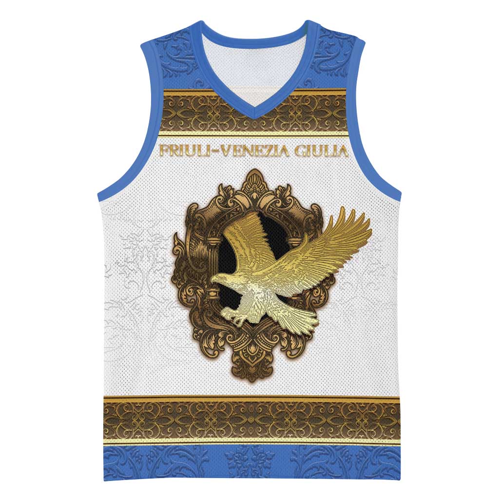 Personalized Italy Friuli-Venezia Giulia Basketball Jersey Golden Eagle With Baroque Patterns
