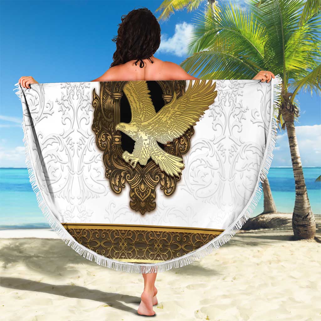 Italy Friuli-Venezia Giulia Beach Blanket Golden Eagle With Baroque Patterns