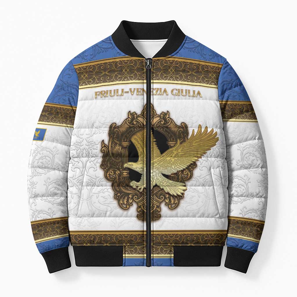 Personalized Italy Friuli-Venezia Giulia Bomber Puffer Jacket Golden Eagle With Baroque Patterns