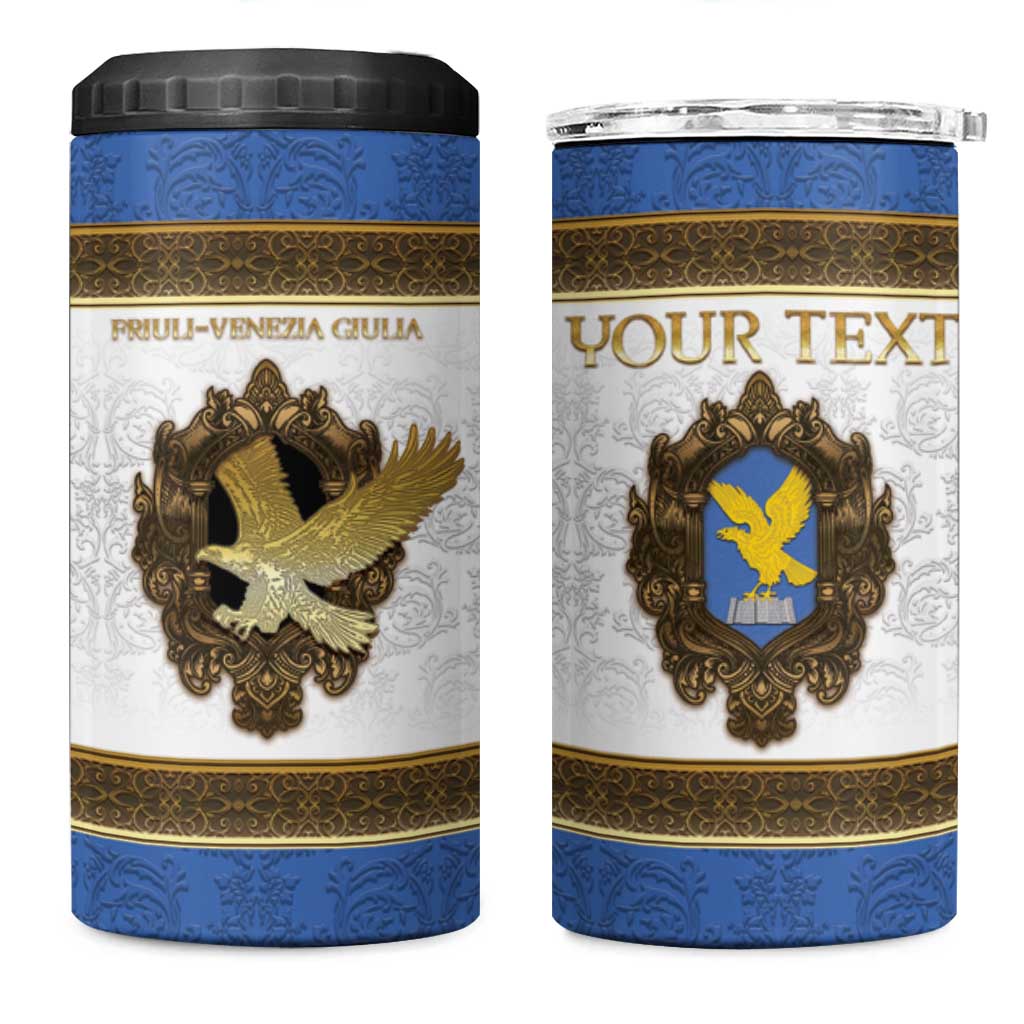 Personalized Italy Friuli-Venezia Giulia 4 in 1 Can Cooler Tumbler Golden Eagle With Baroque Patterns