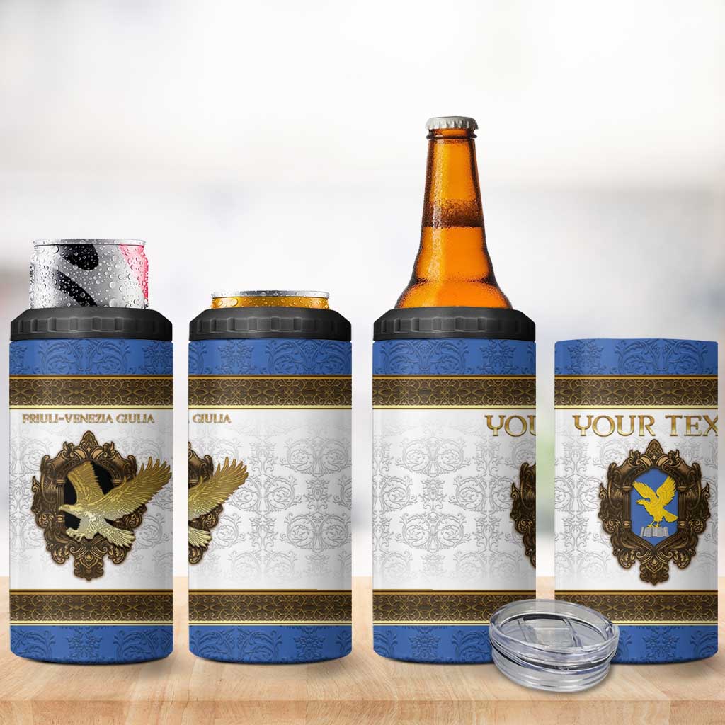 Personalized Italy Friuli-Venezia Giulia 4 in 1 Can Cooler Tumbler Golden Eagle With Baroque Patterns