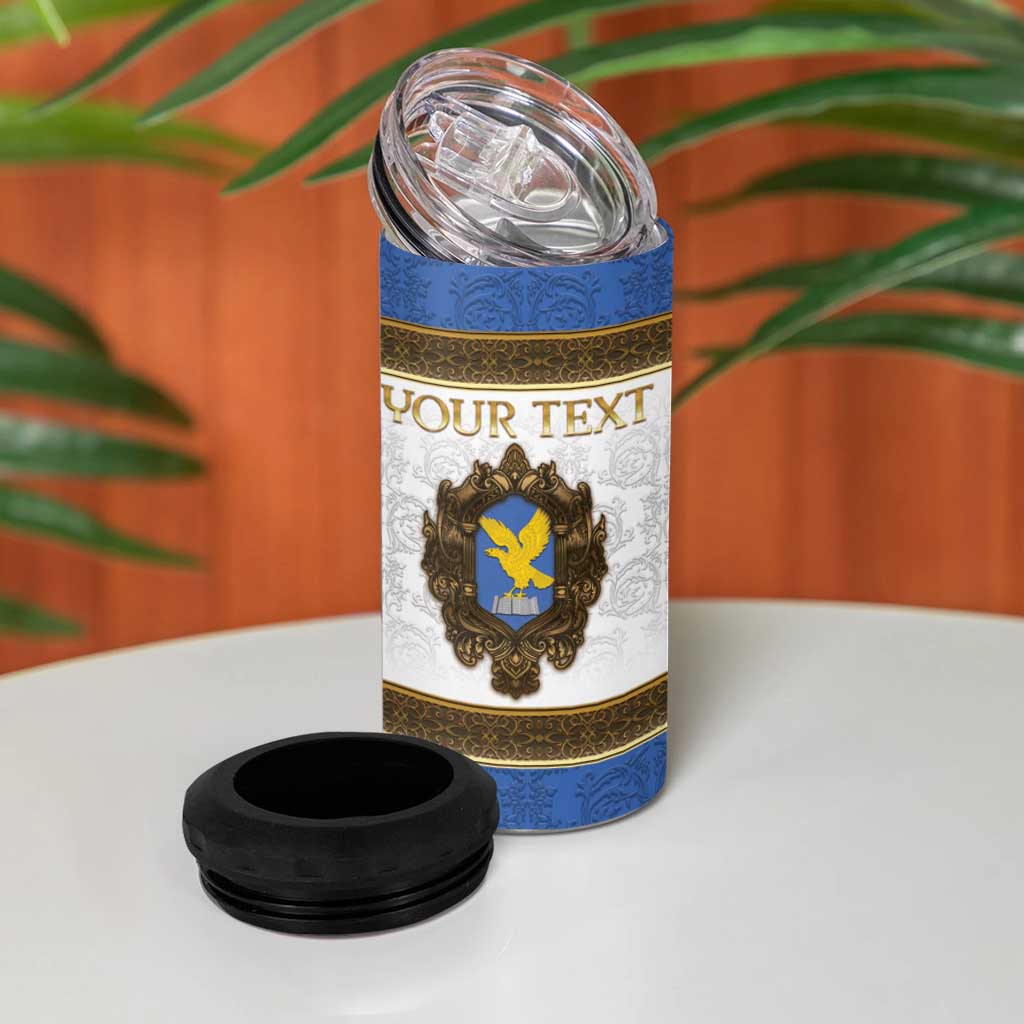 Personalized Italy Friuli-Venezia Giulia 4 in 1 Can Cooler Tumbler Golden Eagle With Baroque Patterns