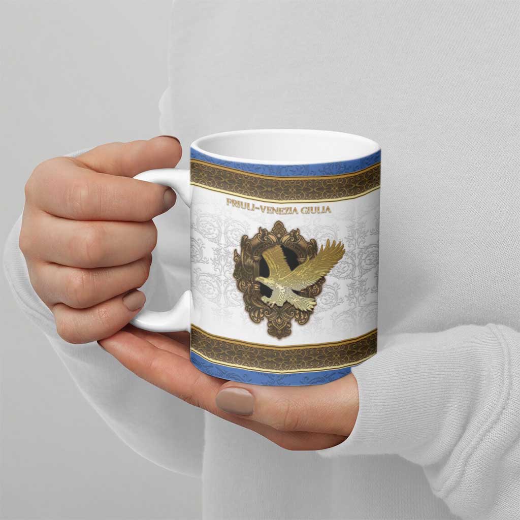 Personalized Italy Friuli-Venezia Giulia Ceramic Mug Golden Eagle With Baroque Patterns