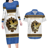 Personalized Italy Friuli-Venezia Giulia Couples Matching Long Sleeve Bodycon Dress and Hawaiian Shirt Golden Eagle With Baroque Patterns