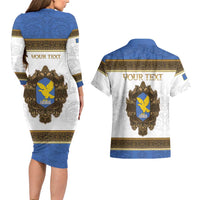 Personalized Italy Friuli-Venezia Giulia Couples Matching Long Sleeve Bodycon Dress and Hawaiian Shirt Golden Eagle With Baroque Patterns