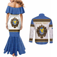 Personalized Italy Friuli-Venezia Giulia Couples Matching Mermaid Dress and Long Sleeve Button Shirt Golden Eagle With Baroque Patterns