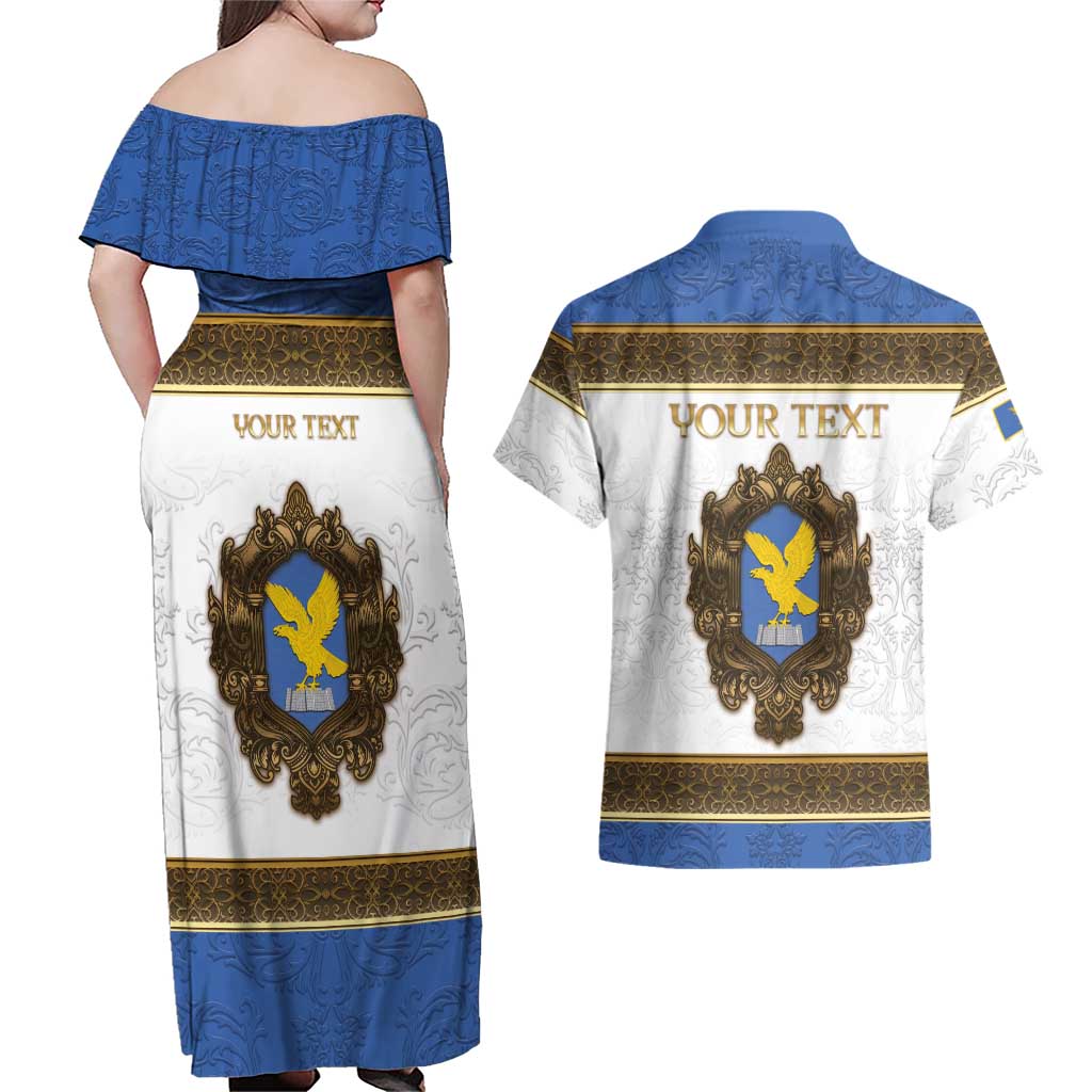 Personalized Italy Friuli-Venezia Giulia Couples Matching Off Shoulder Maxi Dress and Hawaiian Shirt Golden Eagle With Baroque Patterns