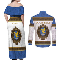 Personalized Italy Friuli-Venezia Giulia Couples Matching Off Shoulder Maxi Dress and Long Sleeve Button Shirt Golden Eagle With Baroque Patterns