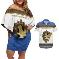 Personalized Italy Friuli-Venezia Giulia Couples Matching Off Shoulder Short Dress and Hawaiian Shirt Golden Eagle With Baroque Patterns