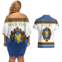 Personalized Italy Friuli-Venezia Giulia Couples Matching Off Shoulder Short Dress and Hawaiian Shirt Golden Eagle With Baroque Patterns