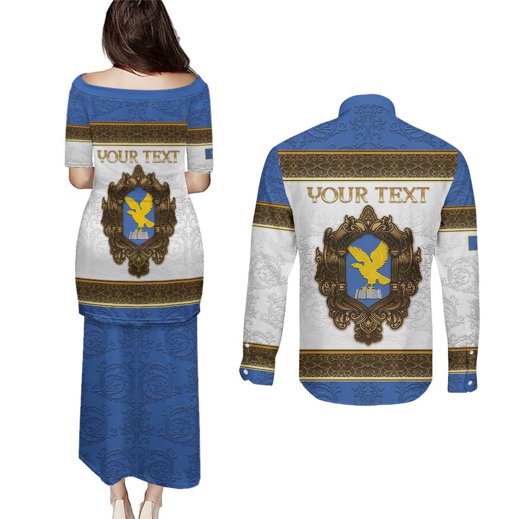 Personalized Italy Friuli-Venezia Giulia Couples Matching Puletasi and Long Sleeve Button Shirt Golden Eagle With Baroque Patterns