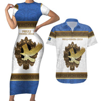 Personalized Italy Friuli-Venezia Giulia Couples Matching Short Sleeve Bodycon Dress and Hawaiian Shirt Golden Eagle With Baroque Patterns