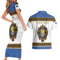 Personalized Italy Friuli-Venezia Giulia Couples Matching Short Sleeve Bodycon Dress and Hawaiian Shirt Golden Eagle With Baroque Patterns