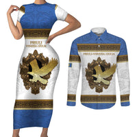 Personalized Italy Friuli-Venezia Giulia Couples Matching Short Sleeve Bodycon Dress and Long Sleeve Button Shirt Golden Eagle With Baroque Patterns