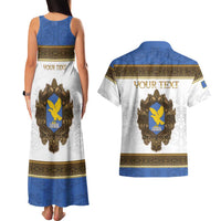 Personalized Italy Friuli-Venezia Giulia Couples Matching Tank Maxi Dress and Hawaiian Shirt Golden Eagle With Baroque Patterns