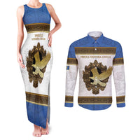 Personalized Italy Friuli-Venezia Giulia Couples Matching Tank Maxi Dress and Long Sleeve Button Shirt Golden Eagle With Baroque Patterns