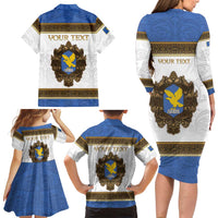 Personalized Italy Friuli-Venezia Giulia Family Matching Long Sleeve Bodycon Dress and Hawaiian Shirt Golden Eagle With Baroque Patterns