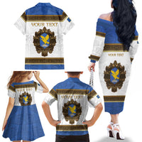 Personalized Italy Friuli-Venezia Giulia Family Matching Off The Shoulder Long Sleeve Dress and Hawaiian Shirt Golden Eagle With Baroque Patterns