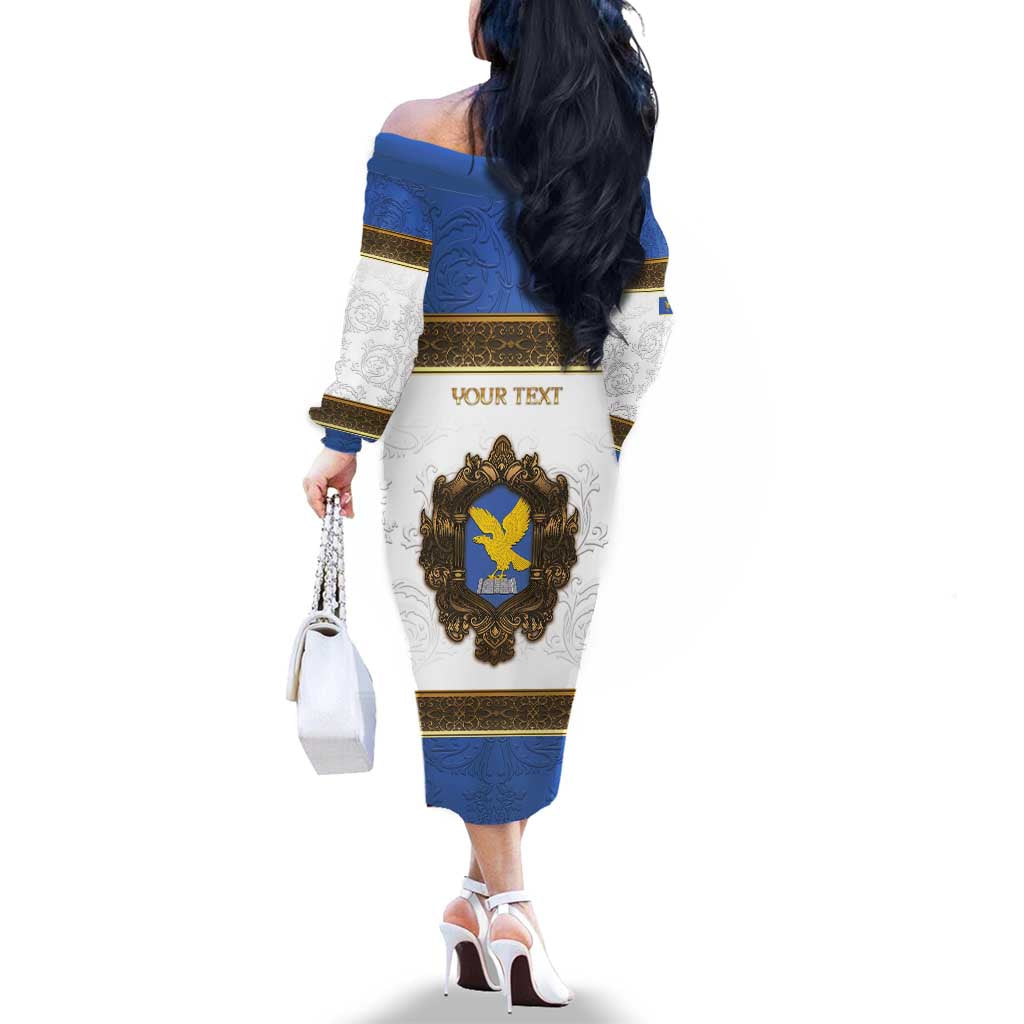 Personalized Italy Friuli-Venezia Giulia Family Matching Off The Shoulder Long Sleeve Dress and Hawaiian Shirt Golden Eagle With Baroque Patterns