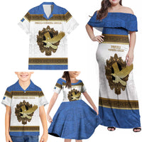 Personalized Italy Friuli-Venezia Giulia Family Matching Off Shoulder Maxi Dress and Hawaiian Shirt Golden Eagle With Baroque Patterns