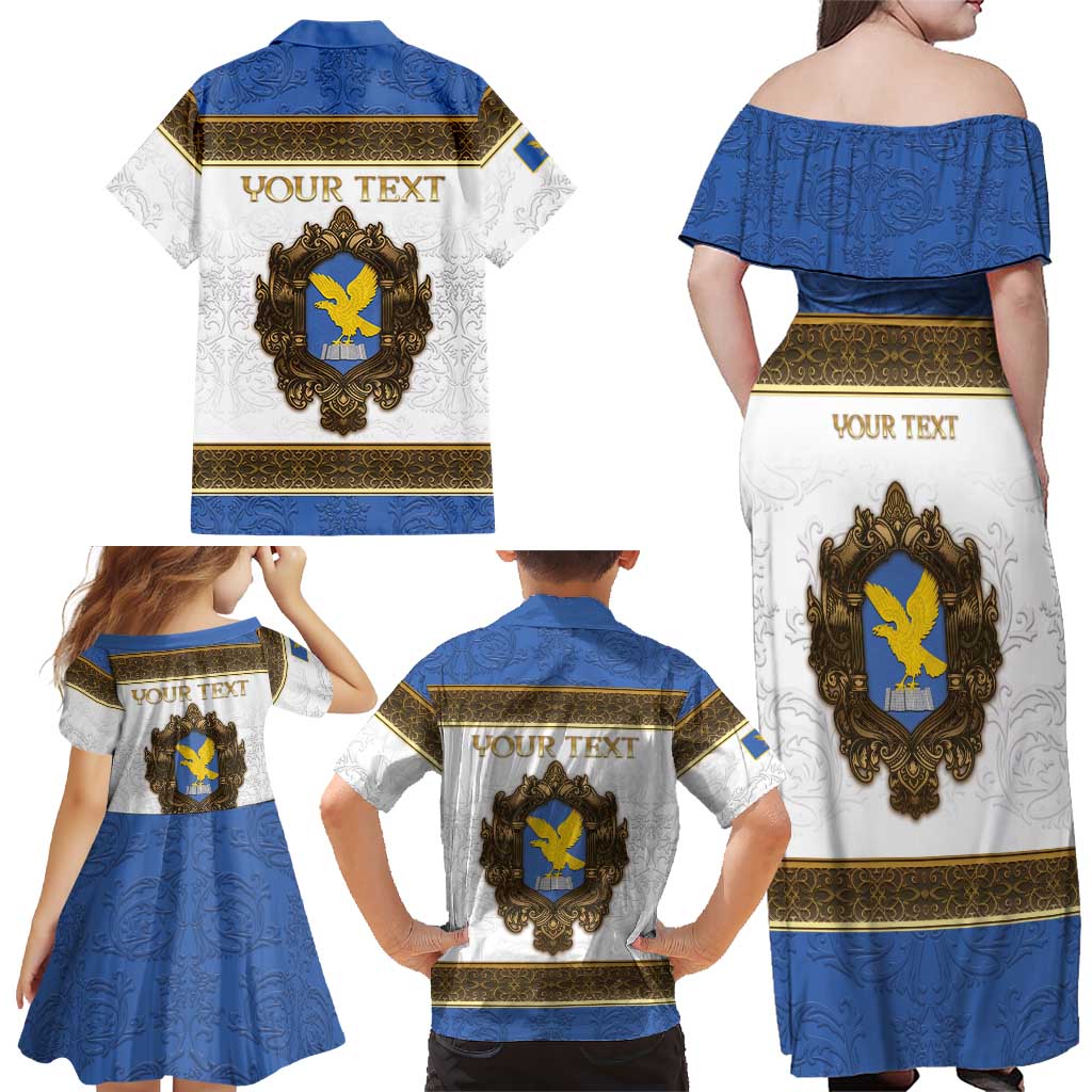 Personalized Italy Friuli-Venezia Giulia Family Matching Off Shoulder Maxi Dress and Hawaiian Shirt Golden Eagle With Baroque Patterns