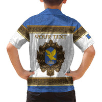 Personalized Italy Friuli-Venezia Giulia Family Matching Off Shoulder Short Dress and Hawaiian Shirt Golden Eagle With Baroque Patterns