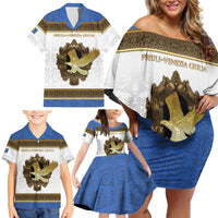 Personalized Italy Friuli-Venezia Giulia Family Matching Off Shoulder Short Dress and Hawaiian Shirt Golden Eagle With Baroque Patterns