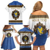 Personalized Italy Friuli-Venezia Giulia Family Matching Off Shoulder Short Dress and Hawaiian Shirt Golden Eagle With Baroque Patterns