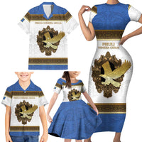 Personalized Italy Friuli-Venezia Giulia Family Matching Short Sleeve Bodycon Dress and Hawaiian Shirt Golden Eagle With Baroque Patterns