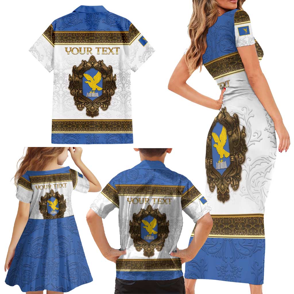 Personalized Italy Friuli-Venezia Giulia Family Matching Short Sleeve Bodycon Dress and Hawaiian Shirt Golden Eagle With Baroque Patterns