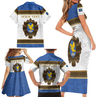Personalized Italy Friuli-Venezia Giulia Family Matching Short Sleeve Bodycon Dress and Hawaiian Shirt Golden Eagle With Baroque Patterns