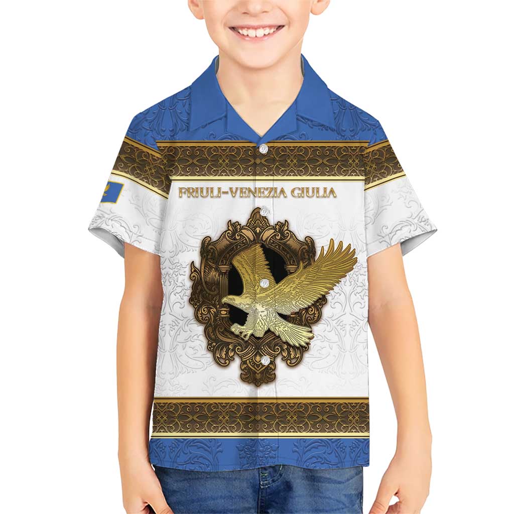 Personalized Italy Friuli-Venezia Giulia Family Matching Summer Maxi Dress and Hawaiian Shirt Golden Eagle With Baroque Patterns