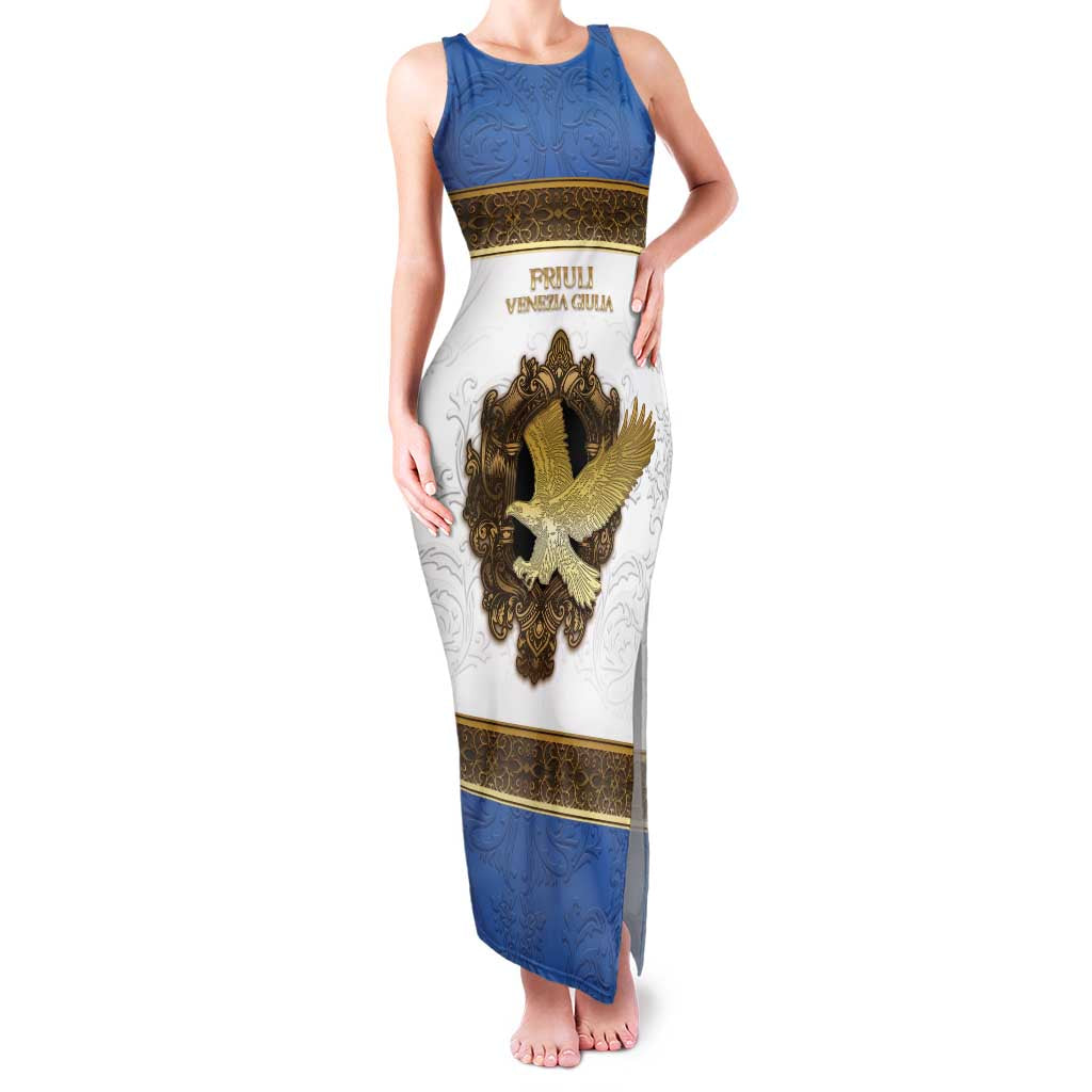 Personalized Italy Friuli-Venezia Giulia Family Matching Tank Maxi Dress and Hawaiian Shirt Golden Eagle With Baroque Patterns