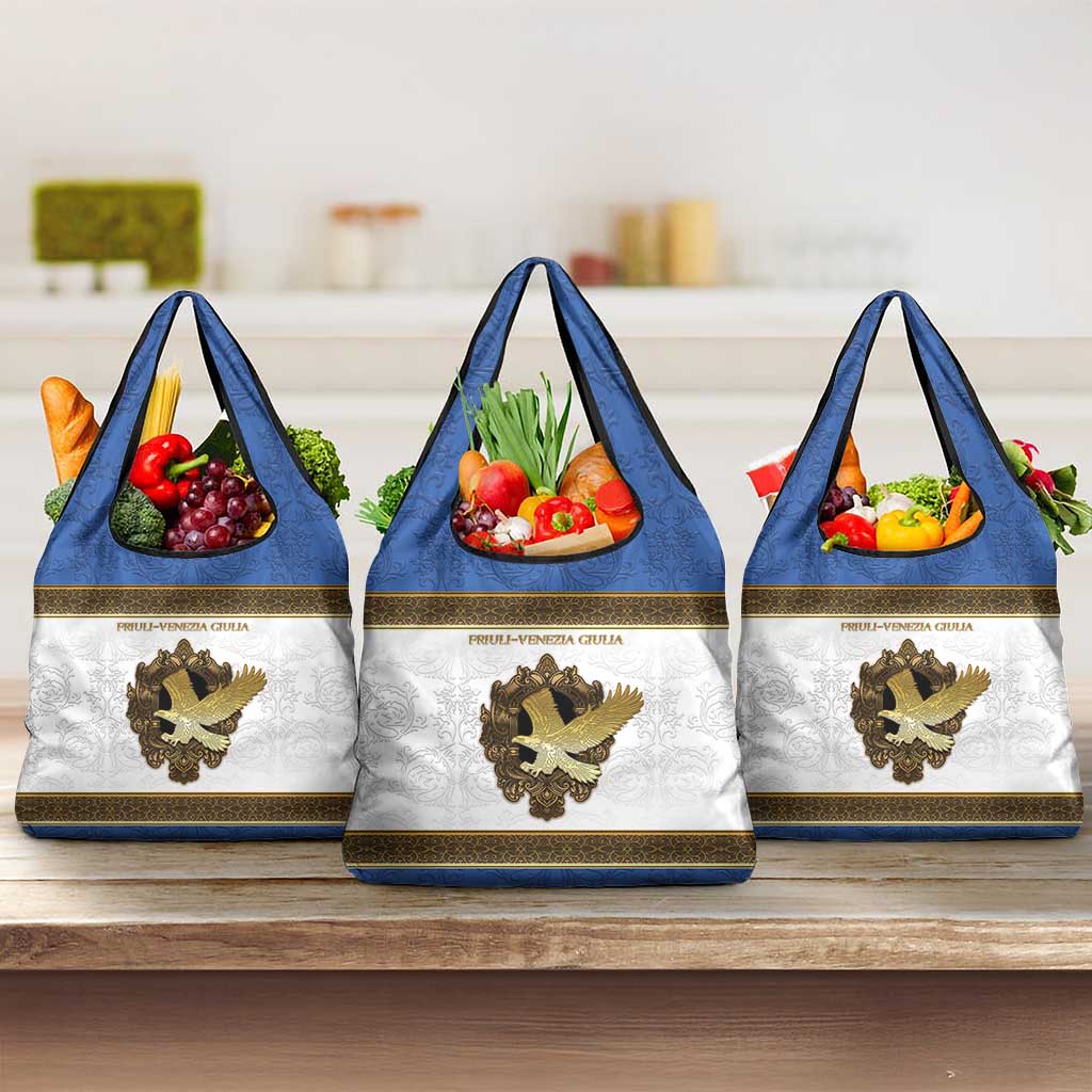 Italy Friuli-Venezia Giulia Grocery Bag Golden Eagle With Baroque Patterns