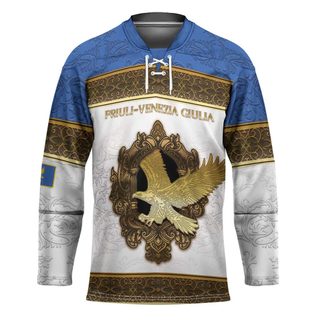 Personalized Italy Friuli-Venezia Giulia Hockey Jersey Golden Eagle With Baroque Patterns