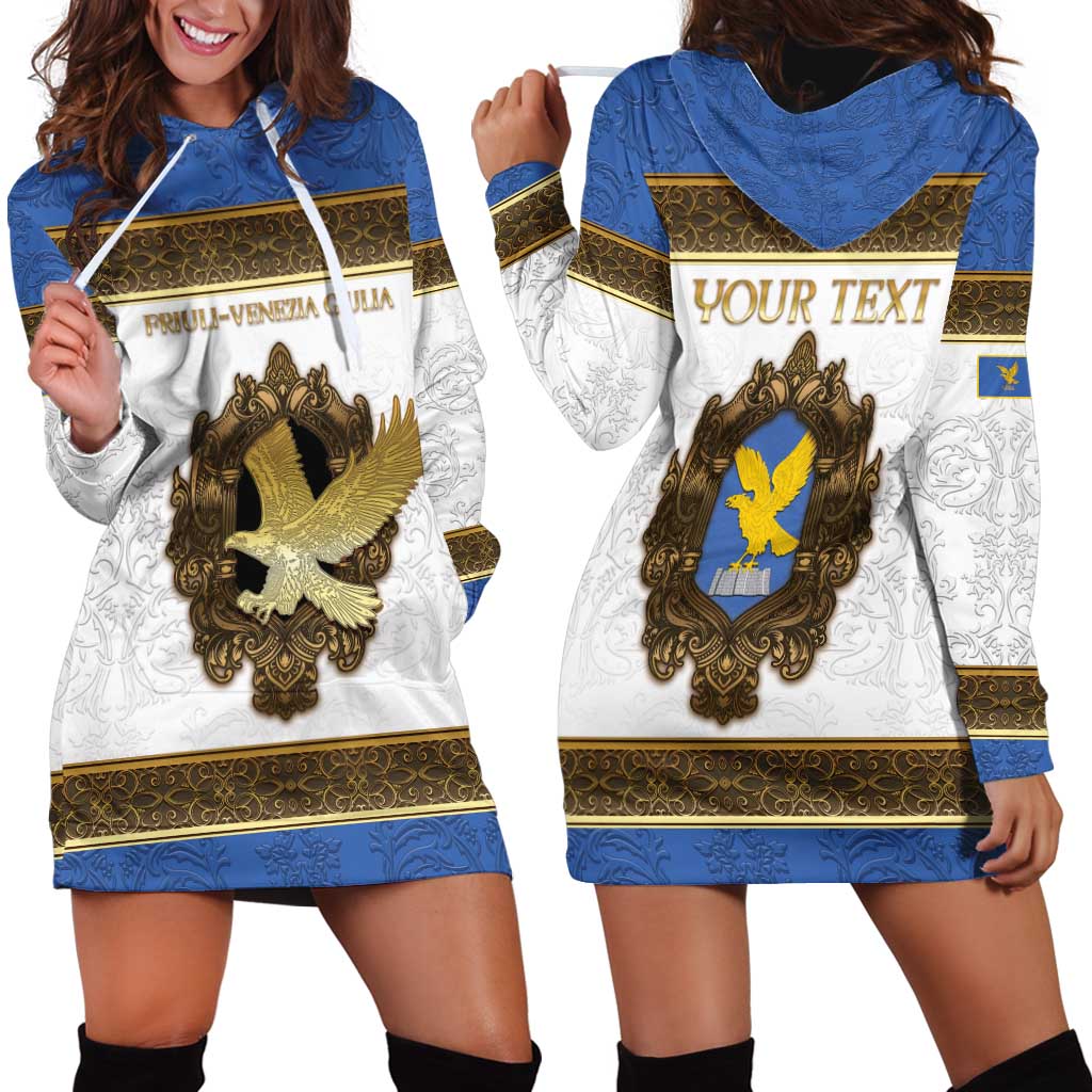 Personalized Italy Friuli-Venezia Giulia Hoodie Dress Golden Eagle With Baroque Patterns