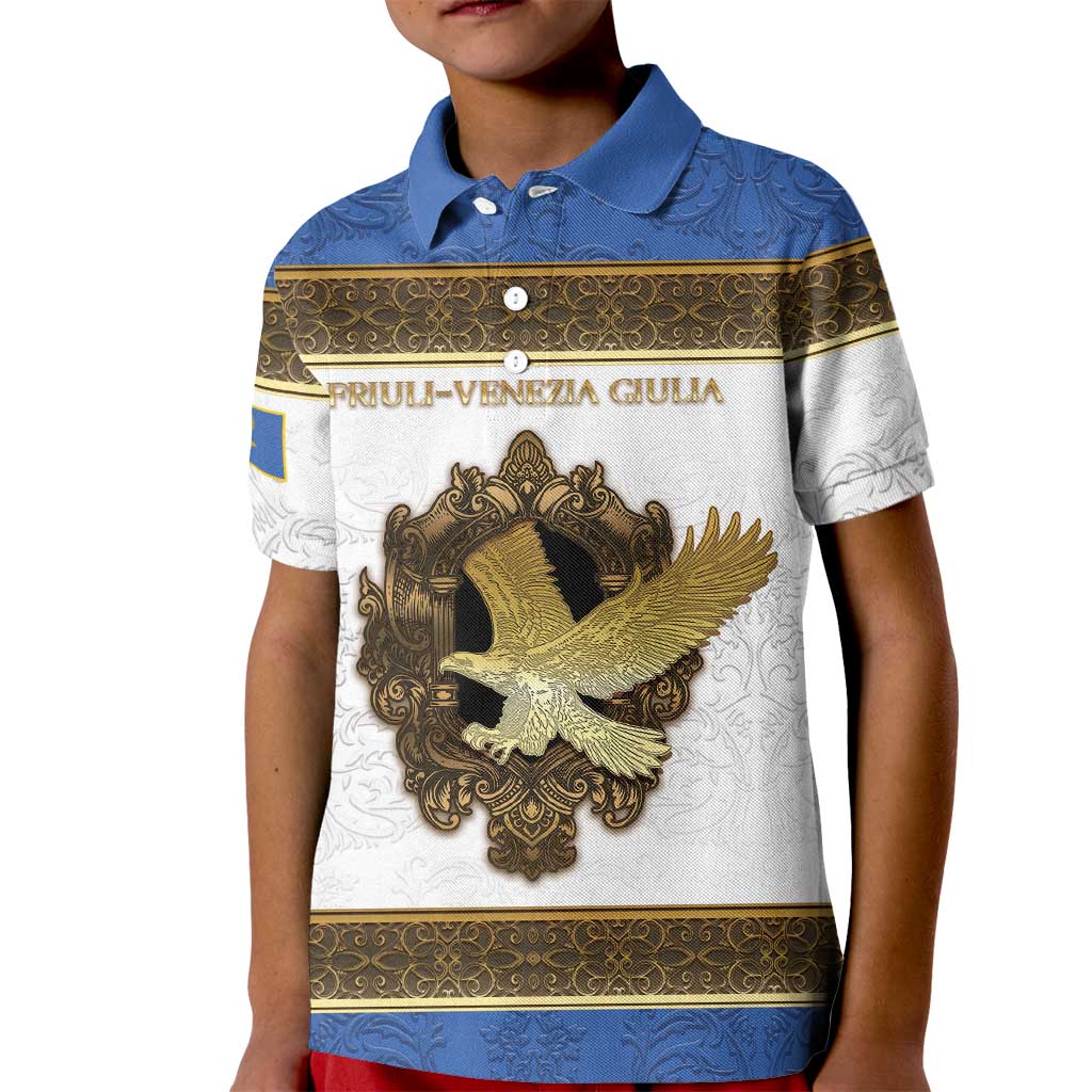 Personalized Italy Friuli-Venezia Giulia Kid Polo Shirt Golden Eagle With Baroque Patterns