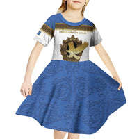 Personalized Italy Friuli-Venezia Giulia Kid Short Sleeve Dress Golden Eagle With Baroque Patterns