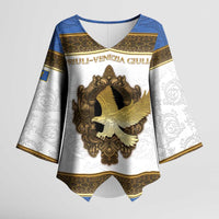 Personalized Italy Friuli-Venezia Giulia Kimono Sleeve Blouse Golden Eagle With Baroque Patterns