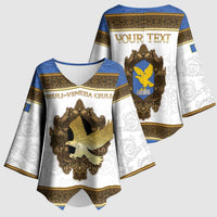 Personalized Italy Friuli-Venezia Giulia Kimono Sleeve Blouse Golden Eagle With Baroque Patterns