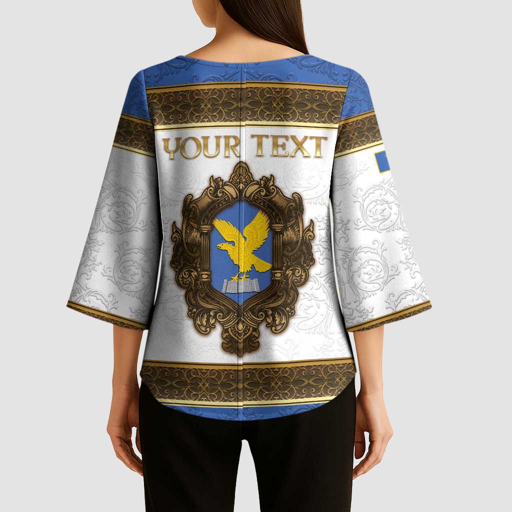 Personalized Italy Friuli-Venezia Giulia Kimono Sleeve Blouse Golden Eagle With Baroque Patterns