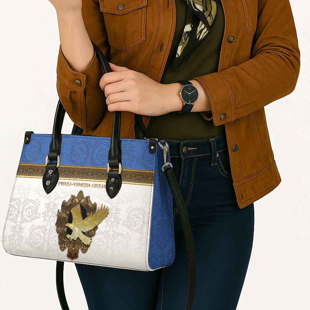Italy Friuli-Venezia Giulia Leather Bag Golden Eagle With Baroque Patterns